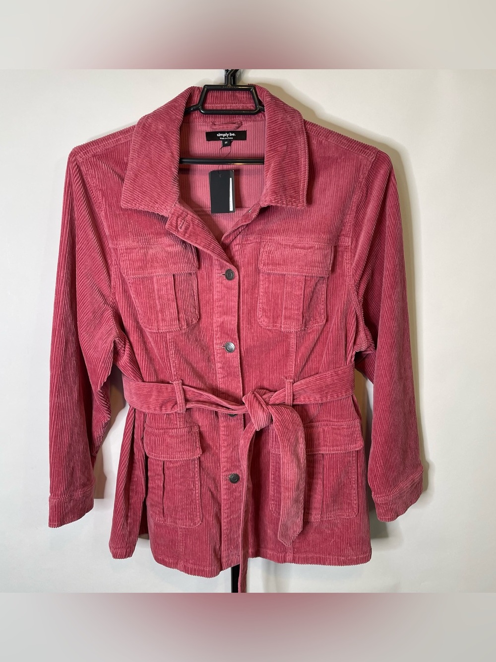 NEW Simply Be Pink Corduroy Jacket Size 22 Women’s